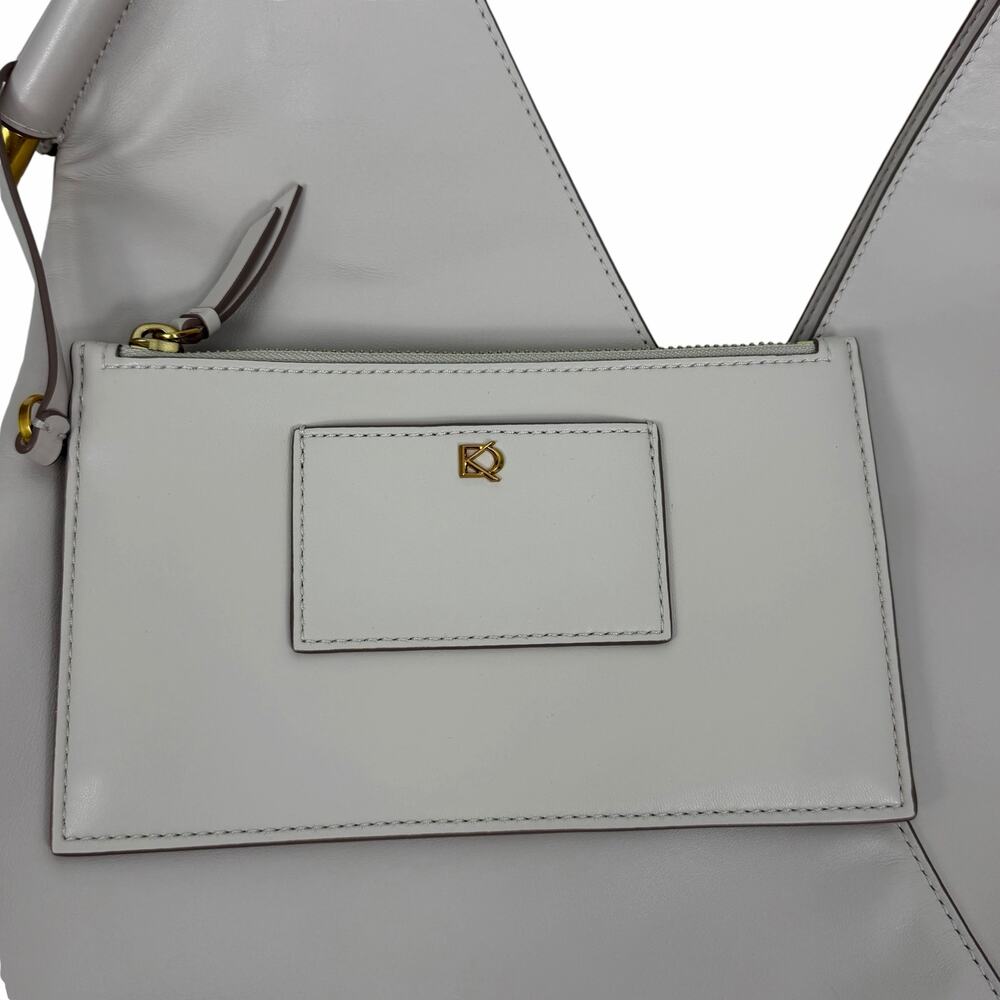 Donna Karan Baldwin Large Shoulder Bag with Pouch Sand White Leather - Picture 13 of 15